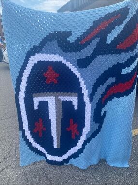 Titans hand crocheted blanket 60”x60”